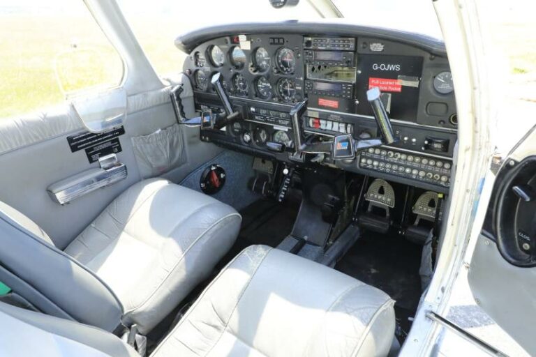 Detailed cockpit interior of a small aircraft