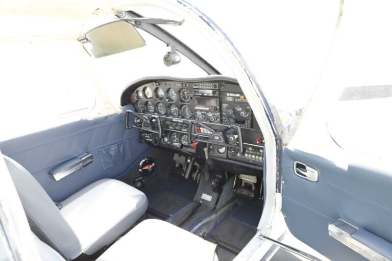 Interior view of small aircraft cockpit